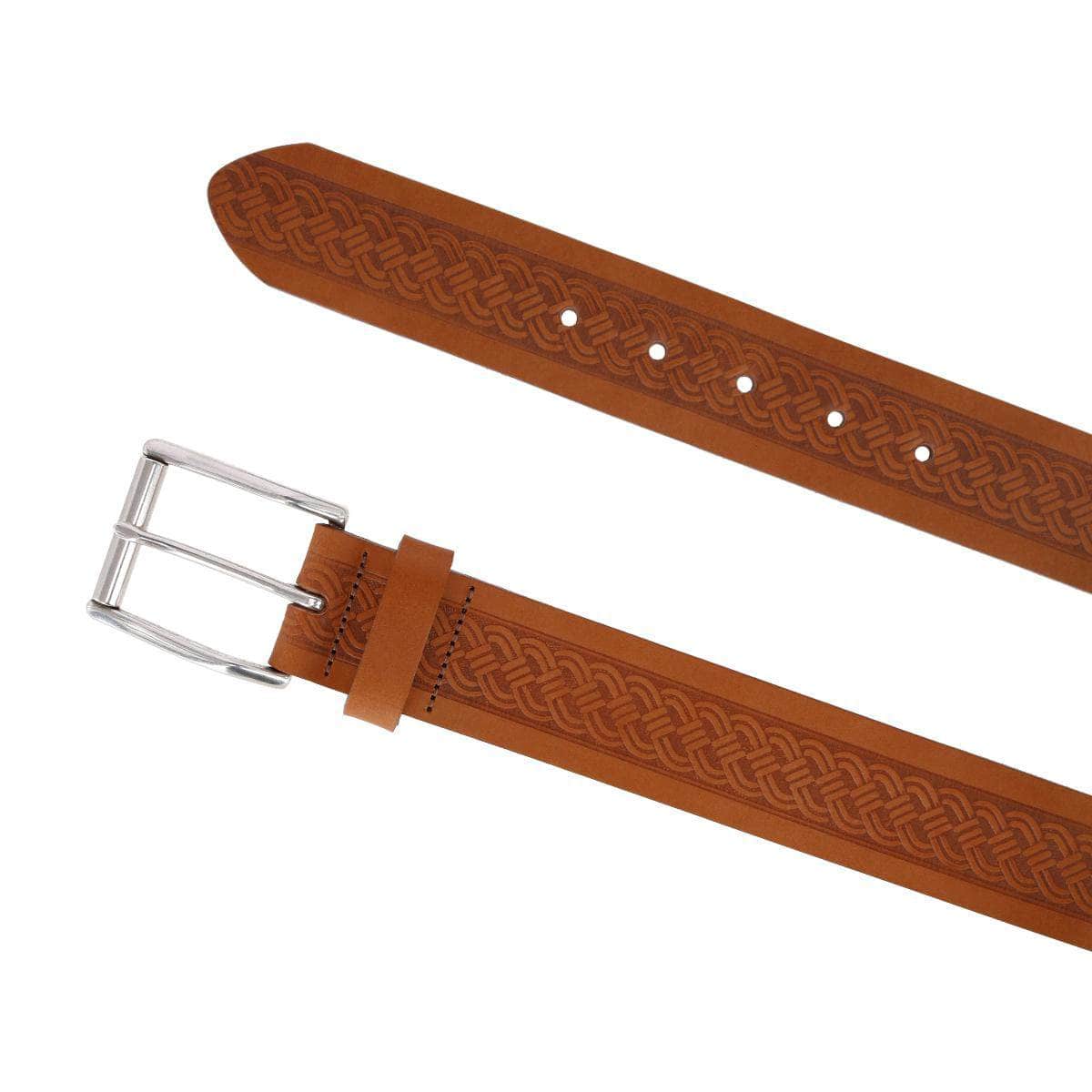 Grady 40mm Celtic Scroll Embossed Leather Jean Belt - The Golf Guys Online