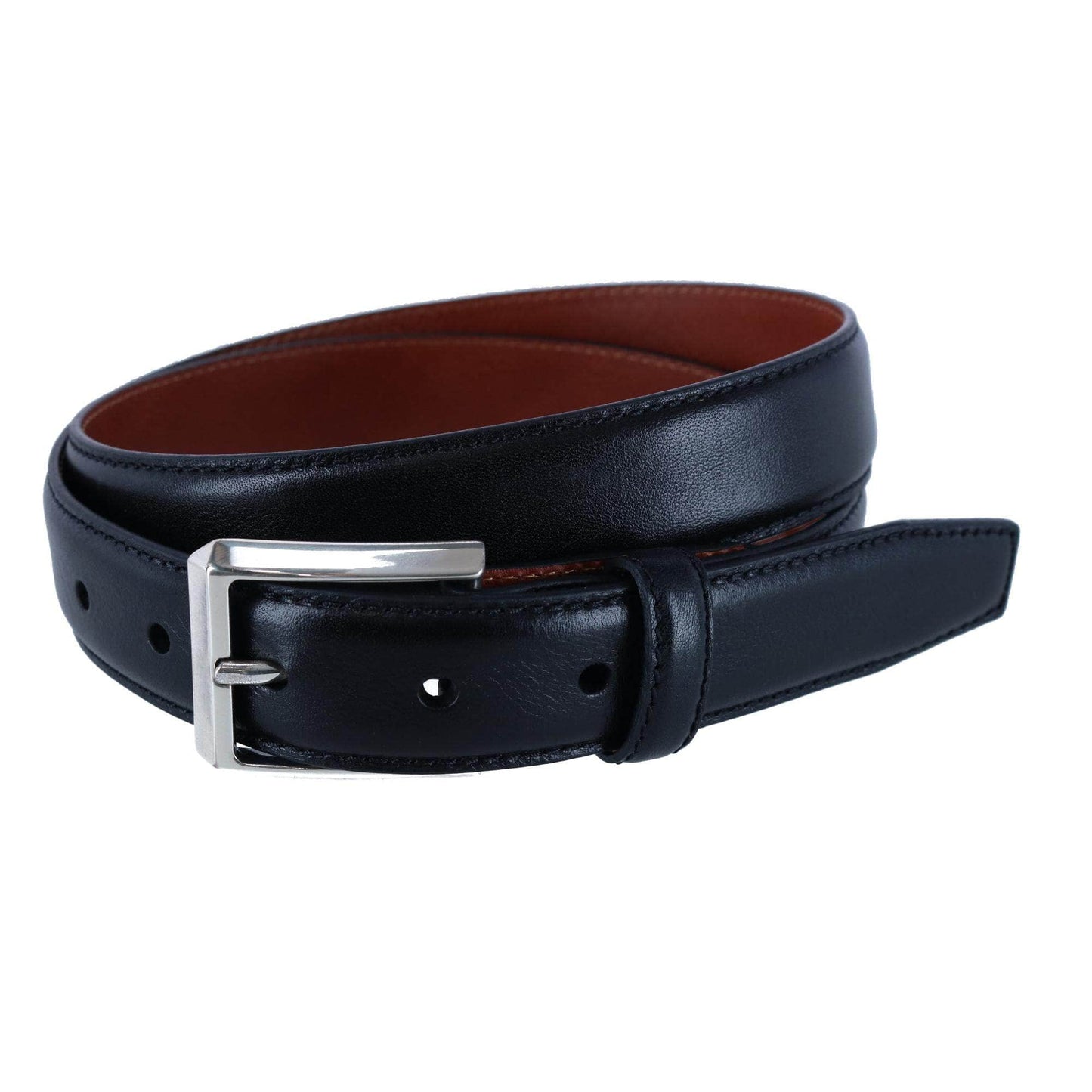 30MM Pebble Grain Leather Belt with Silver Buckle - The Golf Guys Online