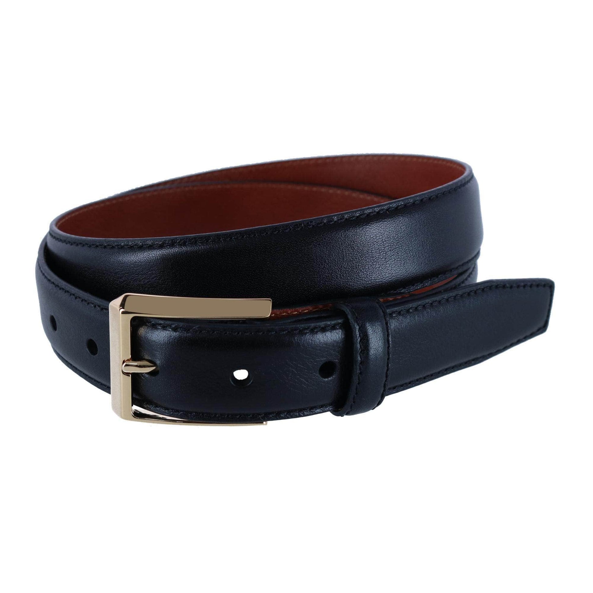 30MM Pebble Grain Leather Belt with Gold Buckle - The Golf Guys Online