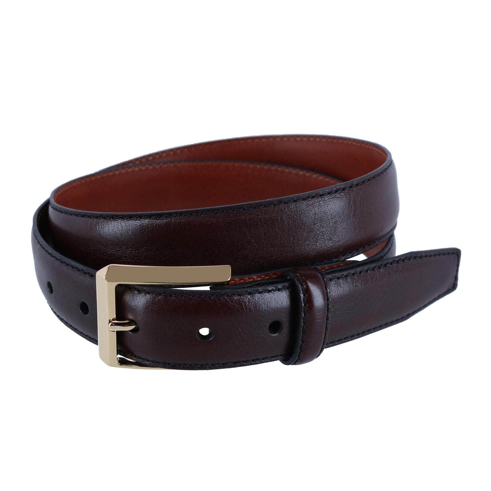 30MM Pebble Grain Leather Belt with Gold Buckle - The Golf Guys Online