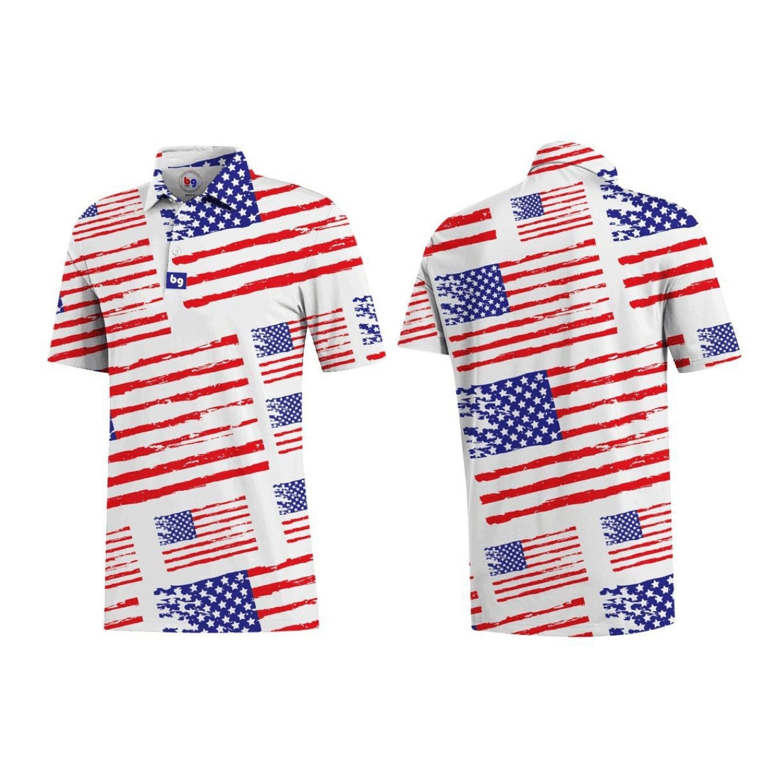 USA American Flag Men's Polo - The Golf Guys Online