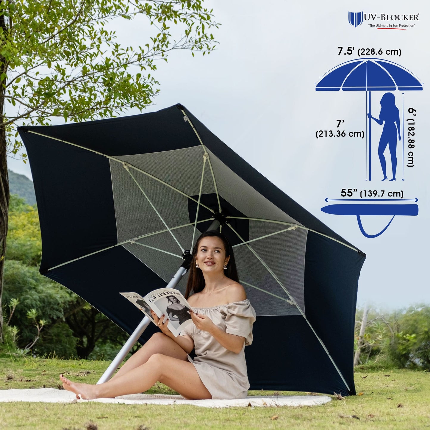 UV Protection Large Beach Umbrella - The Golf Guys Online