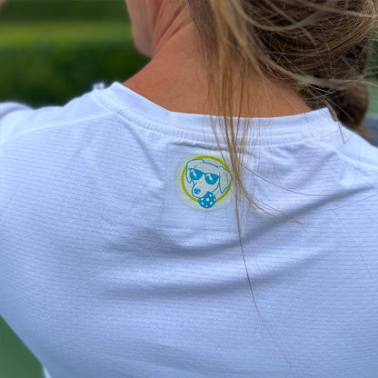 Women's Lux Performance White Kitchen's Closed Tee - The Golf Guys Online