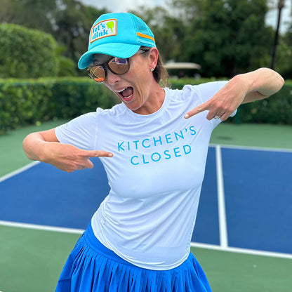 Women's Lux Performance White Kitchen's Closed Tee - The Golf Guys Online