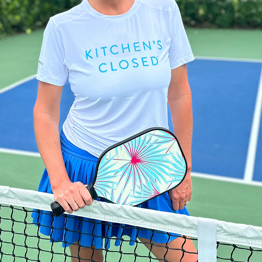 Women's Lux Performance White Kitchen's Closed Tee - The Golf Guys Online